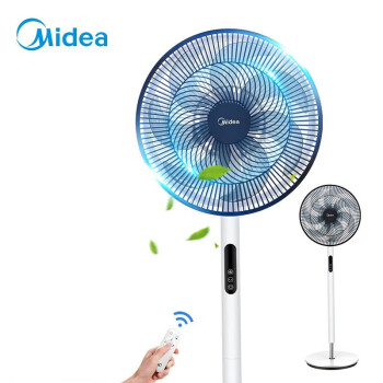 美的电风扇落地扇家用大风量电扇宿舍轻音低噪遥控定时智能扇升级7叶风随温变遥控定时款SAD35EA	